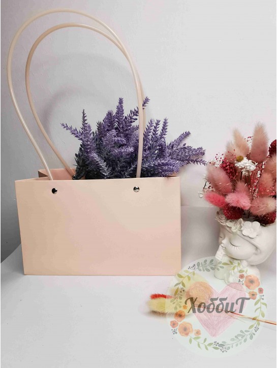 Сумка прямоугольная флористическая 22*13,5*10,5см (светло-розовый)